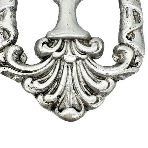 Set of 2 Ornate Trivets 10.5 x 5 Silver Scrollwork - Picture 2 of 5